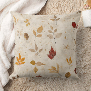 Rustic Pressed Leaves Pattern –Autumn Botanical 10 Cushion