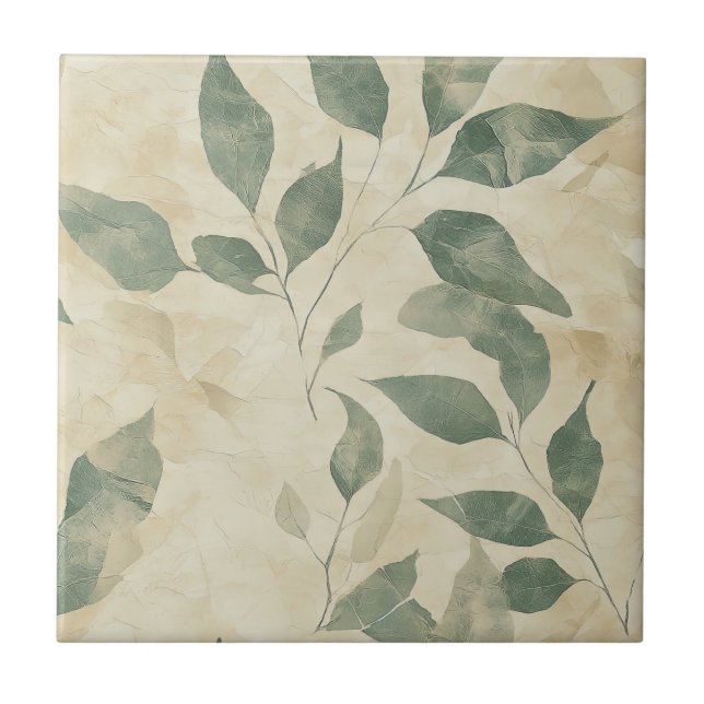 Rustic Pressed Leaves Pattern– Autumn Botanical 11 Tile (Front)