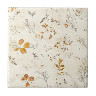 Rustic Pressed Leaves Pattern –Autumn Botanical 13 Tile