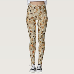 Rustic Pressed Leaves Pattern –Autumn Botanical 16 Leggings