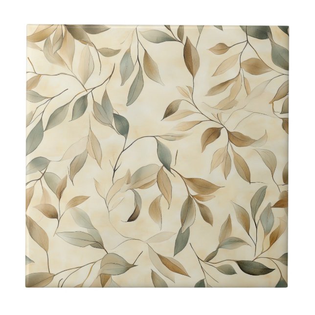 Rustic Pressed Leaves Pattern – Autumn Botanical 4 Tile (Front)