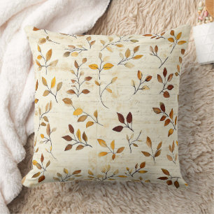 Rustic Pressed Leaves Pattern – Autumn Botanical 5 Cushion