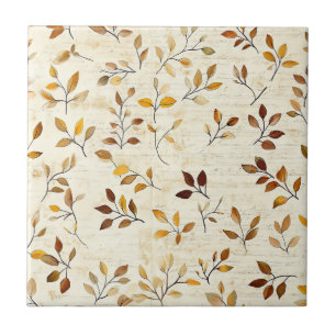 Rustic Pressed Leaves Pattern – Autumn Botanical 5 Tile