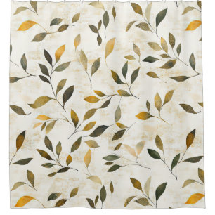 Rustic Pressed Leaves Pattern – Autumn Botanical 6 Shower Curtain