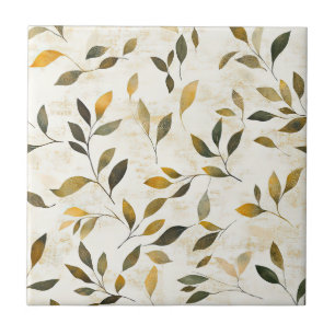 Rustic Pressed Leaves Pattern – Autumn Botanical 6 Tile