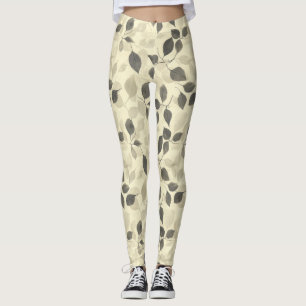 Rustic Pressed Leaves Pattern – Autumn Botanical 7 Leggings