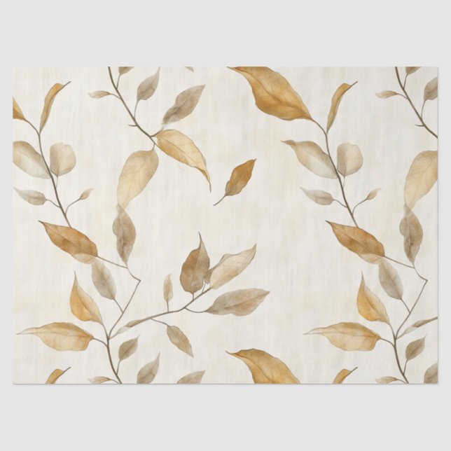 Rustic Pressed Leaves Pattern – Autumn Botanical 8 Tissue Paper (Front)