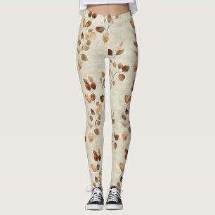 Rustic Pressed Leaves Pattern – Autumn Botanical 9 Leggings