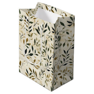 Rustic Pressed Leaves Pattern – Autumn Botanical Medium Gift Bag