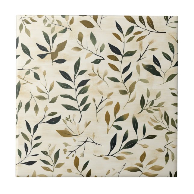 Rustic Pressed Leaves Pattern – Autumn Botanical Tile (Front)