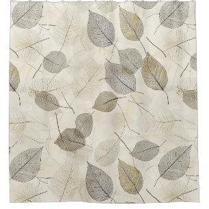 Rustic Pressed Leaves with Warm Earth Palette Shower Curtain