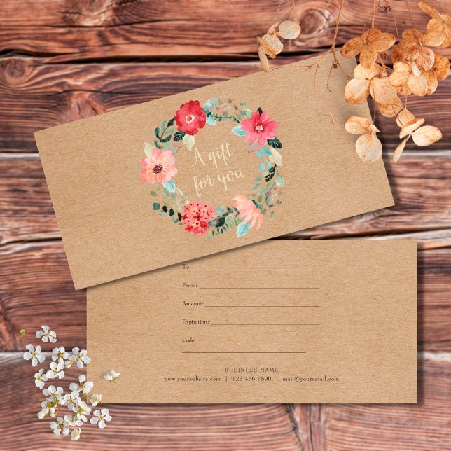 Rustic Pretty Floral Garland Gift Certificate (Creator Uploaded)
