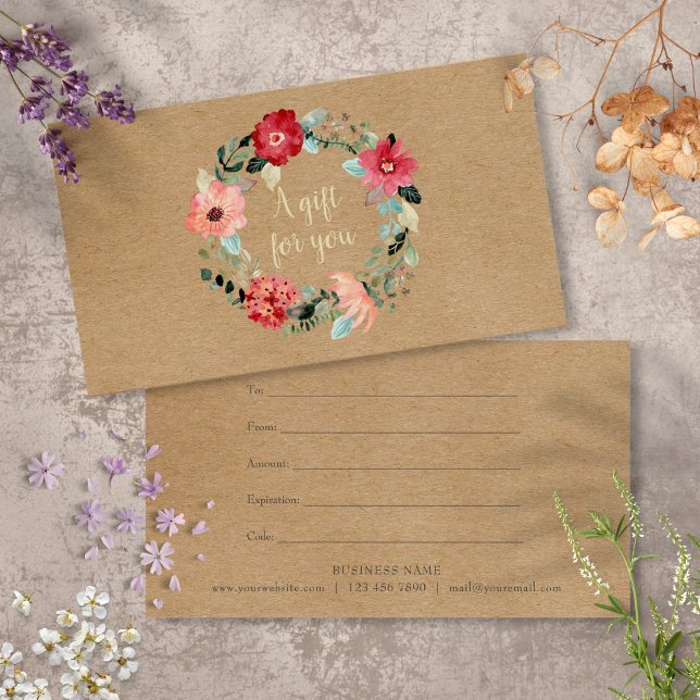 Rustic Pretty Floral Garland Gift Certificate (Rustic Pretty Floral Garland Gift Certificate)