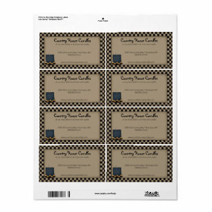 Rustic Primitive Candle Checked Country  Label