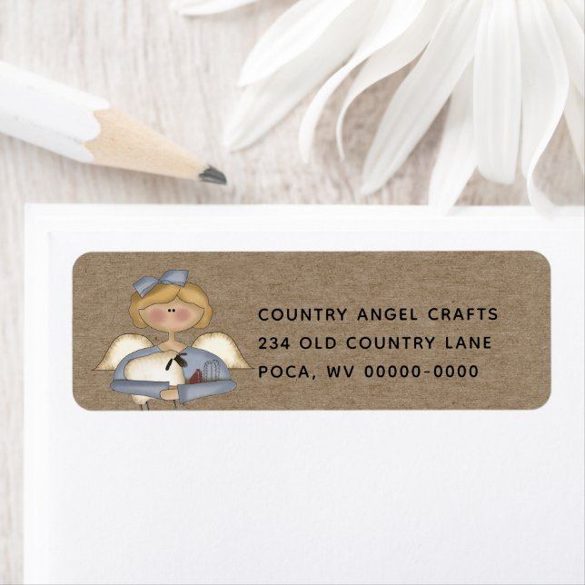 Rustic Primitive Country Angel Return Address  (Insitu)