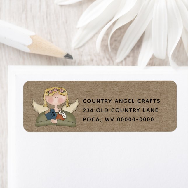 Rustic Primitive Country Angel Return Address  Lab (Insitu)