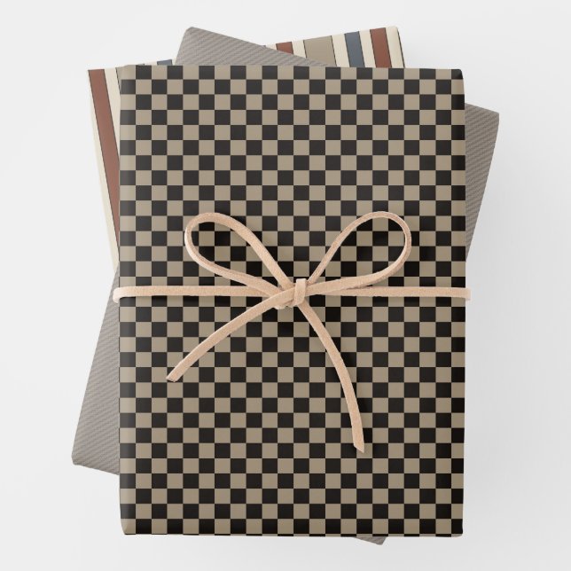 Rustic Primitive Country Checks Gift Wrapping Set  Wrapping Paper Sheet (In situ)