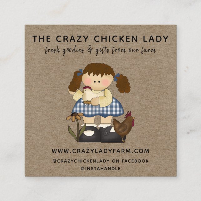 RUSTIC PRIMITIVE COUNTRY FARM GIFT SHOP SQUARE BUSINESS CARD (Front)