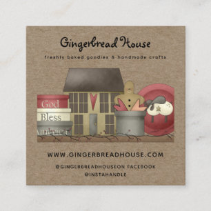 Rustic Primitive Country Kraft Square Business Card
