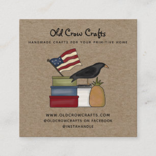 Rustic Primitive Country Kraft Square Business Card