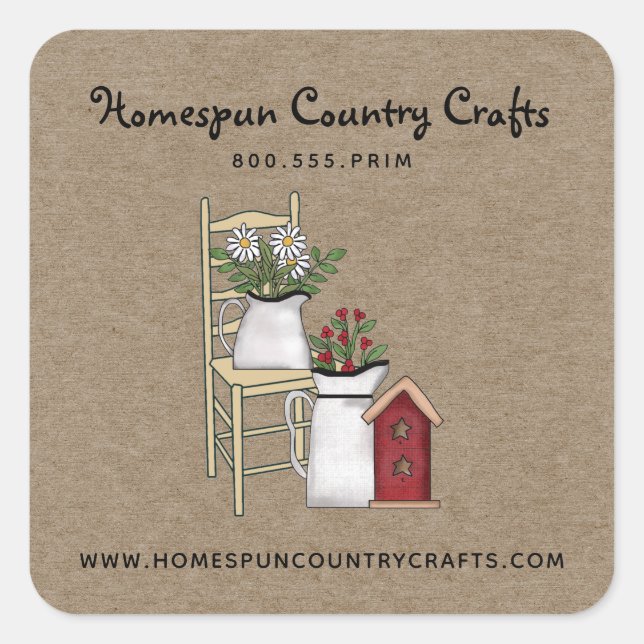 Rustic Primitive Country Kraft  Square  Sticker (Front)