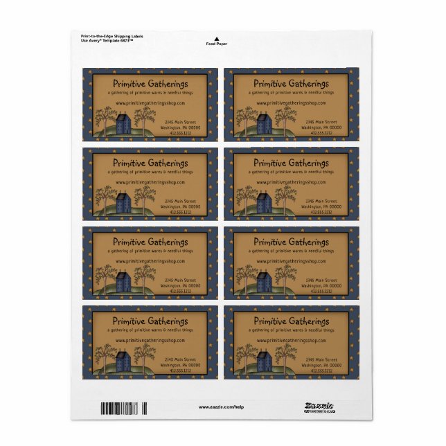 Rustic Primitive Saltbox & Stars Shipping (Full Sheet)