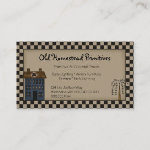 Rustic Primitive Saltbox Willow & Sheep Country   Business Card