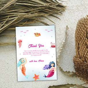 Rustic Princess Mermaid Ocean Coral Baby Shower  Thank You Card