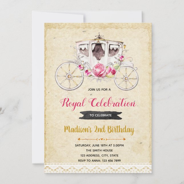Rustic princess party invitation (Front)