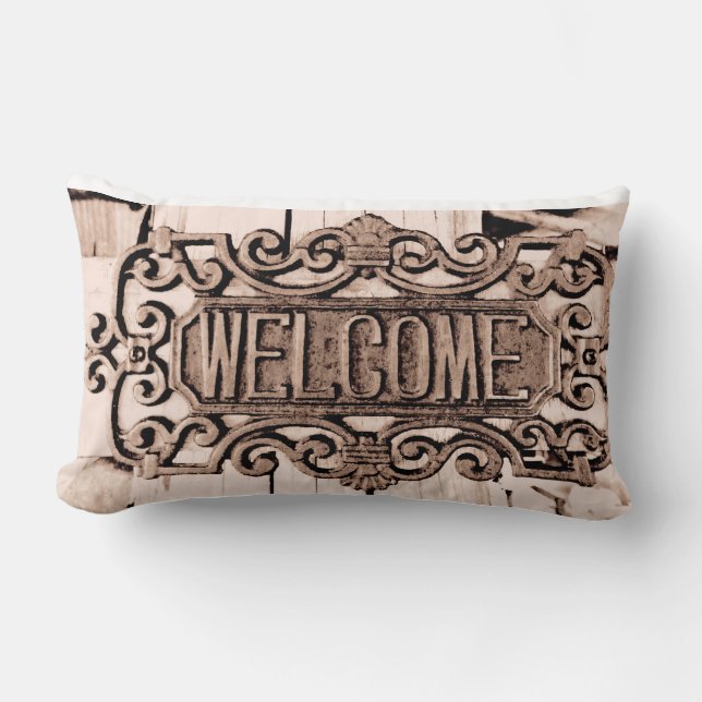 Rustic Print Welcome Pillow (Front)