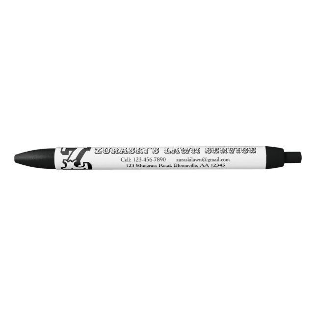 Rustic Professional Monogram Business Black Ink Pen (Front)