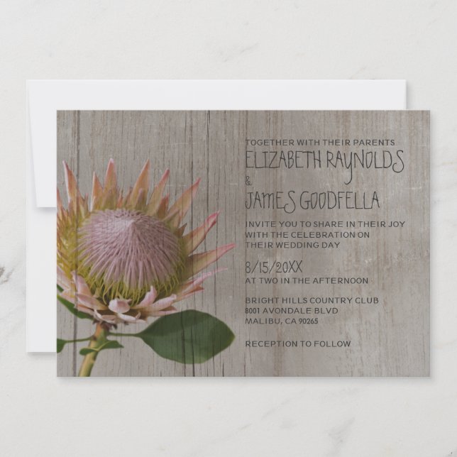 Rustic Protea Wedding Invitations (Front)
