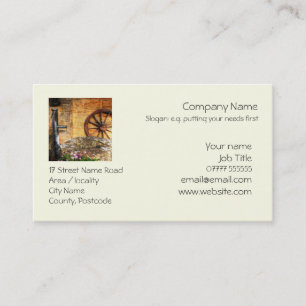 Rustic Pump, Well and Cartwheel scene Business Card