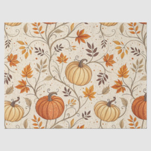 Rustic Pumpkin and Fall Foliage Pattern Tissue Paper
