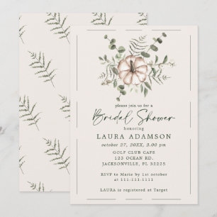 Rustic Pumpkin and Green Leaves Bridal Shower Invitation