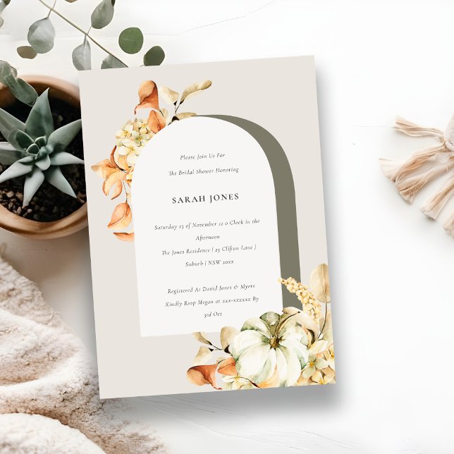 Rustic Pumpkin Arch Floral Bridal Shower Invite (Creator Uploaded)
