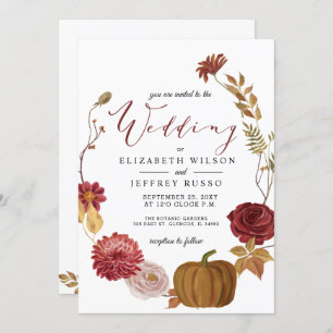 Rustic Pumpkin Autumn Fall Wedding Invitation