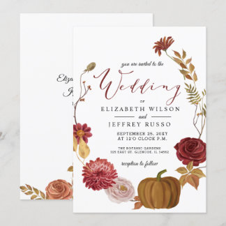 Rustic Pumpkin Autumn Fall Wedding Invitation