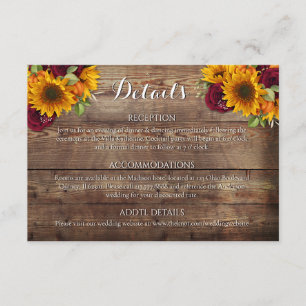 Rustic Pumpkin Autumn Flowers Details Card