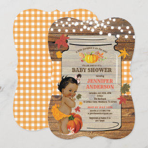 Rustic Pumpkin baby girl shower invitation wood