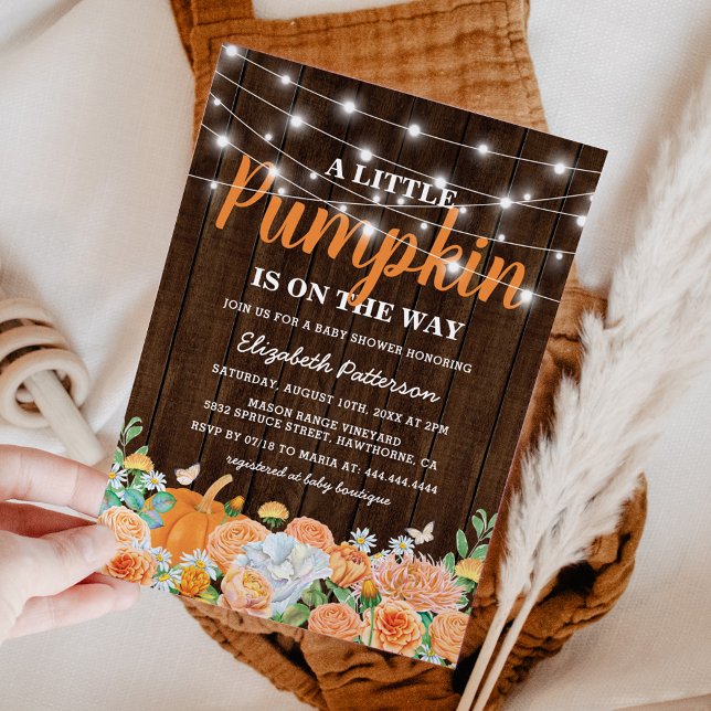 Rustic Pumpkin Baby Shower | Fall Floral Invitation (Creator Uploaded)