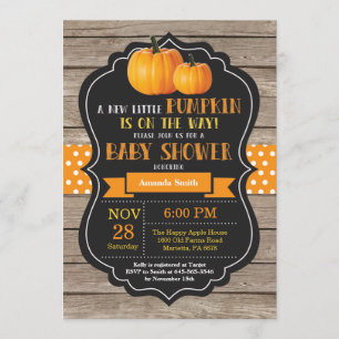 Rustic Pumpkin Baby Shower Invitation Card Wood