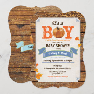 Rustic pumpkin baby shower invitation retro wood