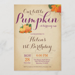 Rustic Pumpkin Birthday Invitation First Bday