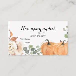 Rustic Pumpkin Boho Floral Guess How Many Undies Enclosure Card