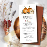 Rustic Pumpkin Botanical Autumn Fall Wedding Menu<br><div class="desc">Fall in Love Rustic Botanical Autumn Pumpkin Fall Wedding Menu. Celebrate your special day with this elegant and beautiful wedding invitation design to beautify your special occasion. All the texts are pre-arranged for you to personalise easily and quickly with your own details.</div>