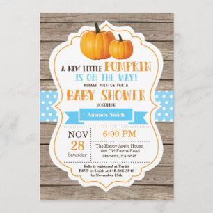 Rustic Pumpkin Boy Baby Shower Invitation Card