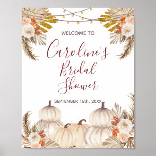 Rustic Pumpkin Bridal Baby Shower Welcome Poster