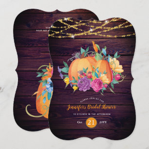 Rustic Pumpkin BRIDAL SHOWER Watercolor FALL Invitation