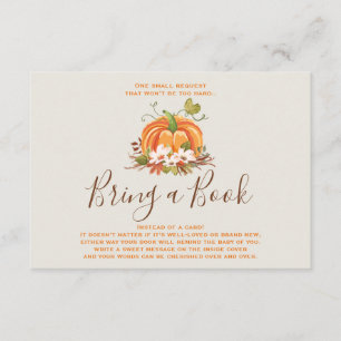 Rustic Pumpkin Bring a book Fall Autumn Shower Enclosure Card